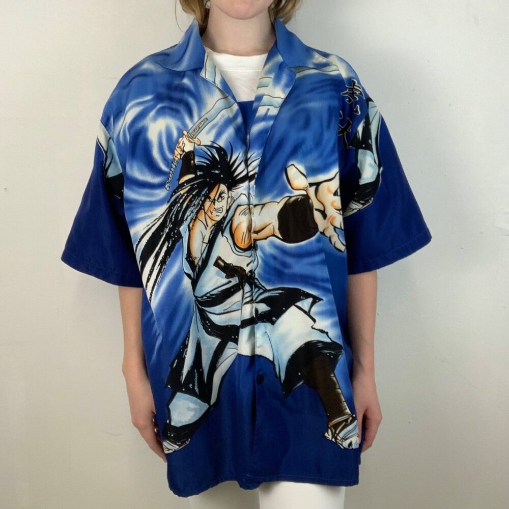 L - Y2K Samurai Anime Button Up